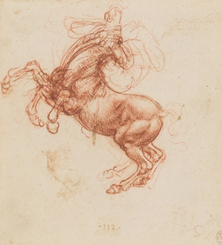 Leonardo. Un caballo encabritado, hacia 1503-1505. Royal Collection Trust