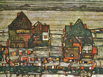 Egon Schiele. Häuser MIT Bunter Wäsche, Vorstadt II, 1914