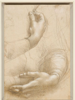 Leonardo da Vinci. Braccia e mani femminil i ; Testa maschile in profilo, hacia 1474-1486. Royal  Collection Trust / © Her Maje sty Queen Elizabeth II 2019