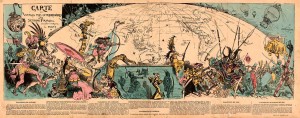 Albert Robida. Carte des Voyages très Extraordinaires, Paris 1879.