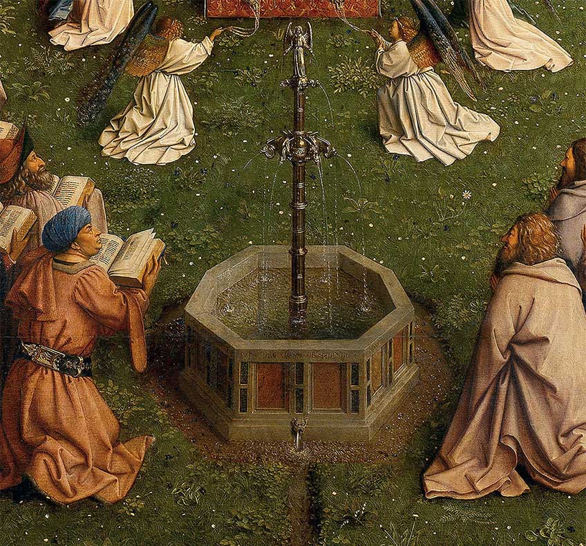 Hubert y Jan Van Eyck. Retablo del Cordero Místico (detalle), 1432.