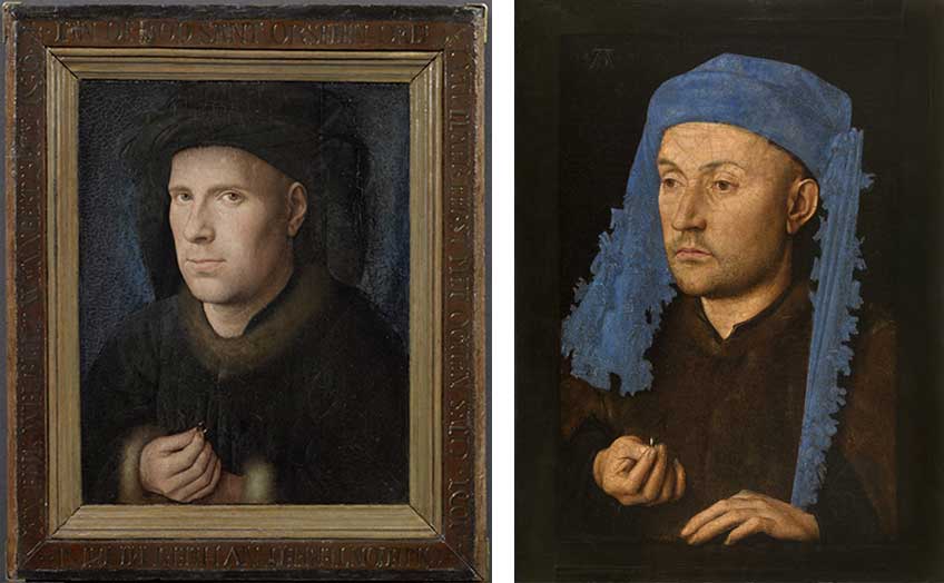 Jan van Eyck. Retrato de Jan de Leeuw y Retrato de Orfebre o Hombre con chaperón azul