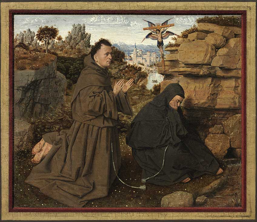 Jan van Eyck. San Francisco recibiendo los estigmas, c. 1440. Museo de Arte de Filadelfia.