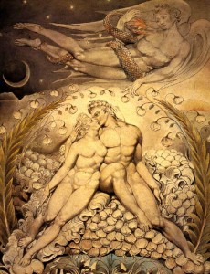 William Blake. Satán mirando a Adan y Eva
