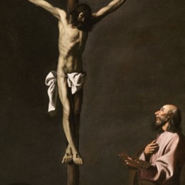 Francisco de Zurbarán. Saint Lucas as a Painter, before Christ on the Cross, ca 1660. Museo Nacional del Prado