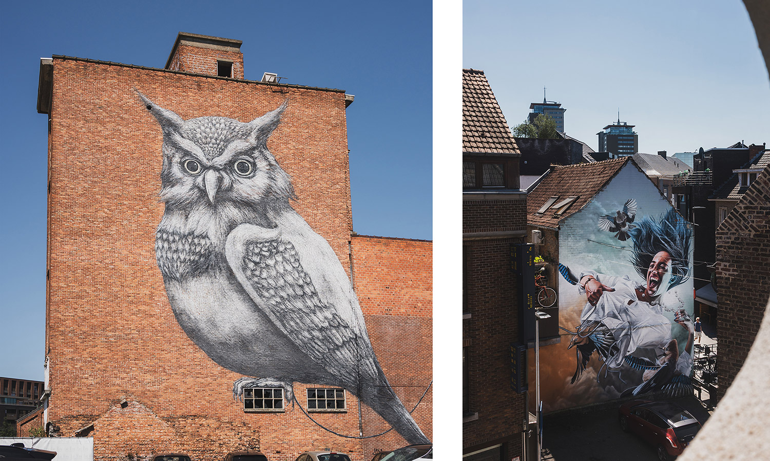 Algunos de los murales que encontramos en nuestro paseo por Hasselt