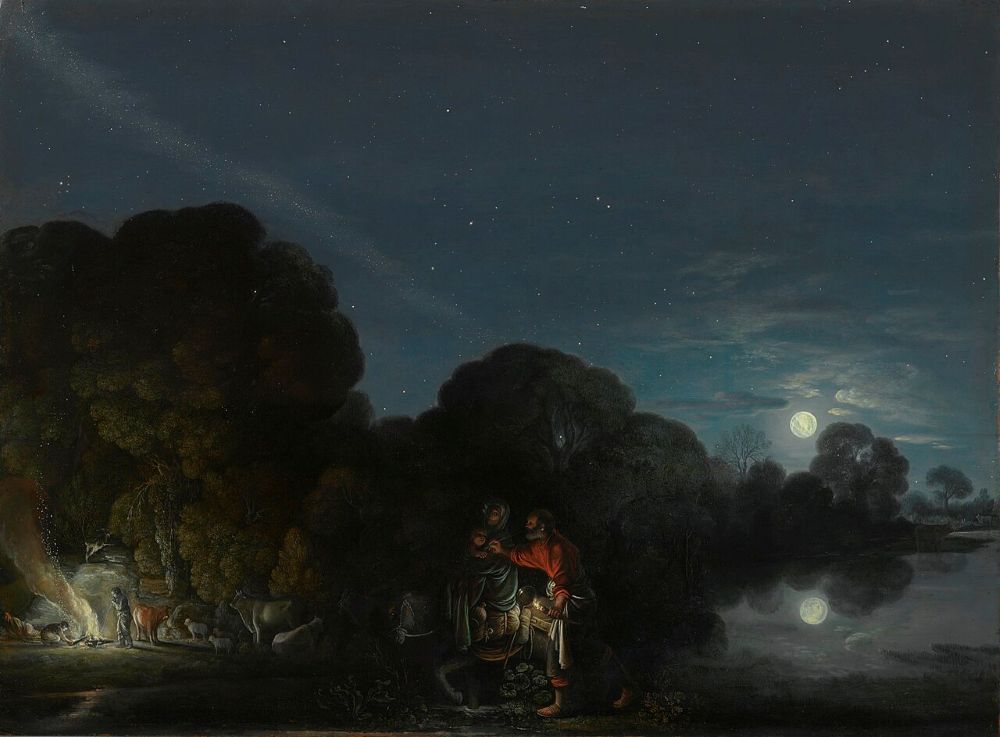 Adam Elsheimer. La huida a Egipto, 1609. alte Pinakothek, Múnich