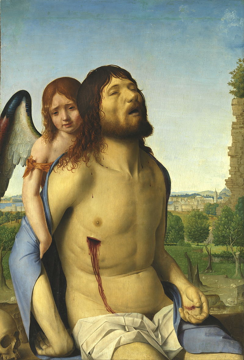 Antonello da Messina. Cristo muerto sostenido por un ángel, 1475-1476. Museo Nacional del Prado