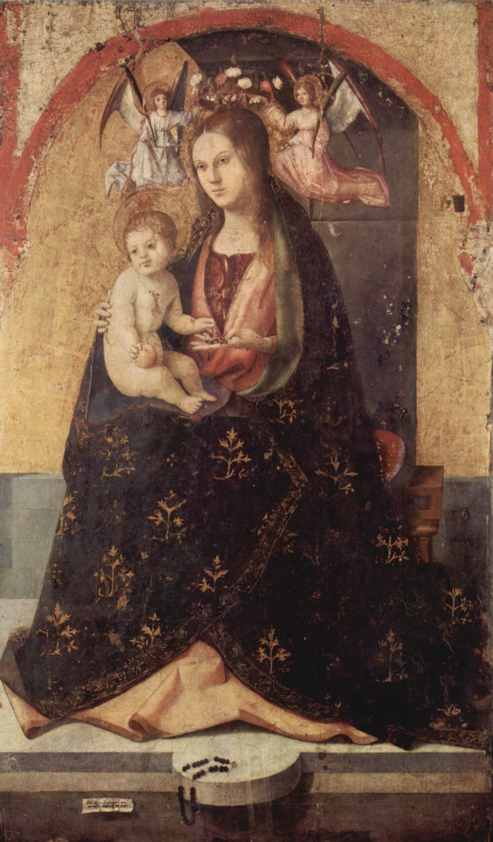 Antonello da Messina. Madonna del Rosario. Políptico San Gregorio, 1473. Galleria Nazionale, Messina