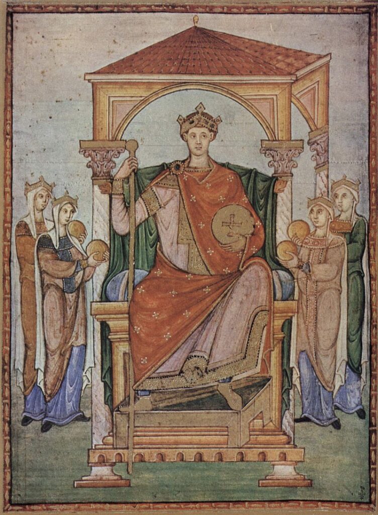 Maestro del Registrum Gregorii. Otón II entronizado, siglo X 