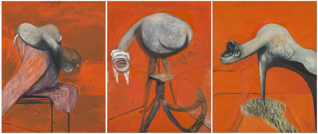 Francis Bacon. Three Studies for Figures at the Base of a Crucifixion, 1944. © Estate of Francis Bacon