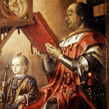 Pedro Berruguete. Federico Montefeltro y su hijo Guidobaldo, 1474-1477. Palacio Ducal de Urbino