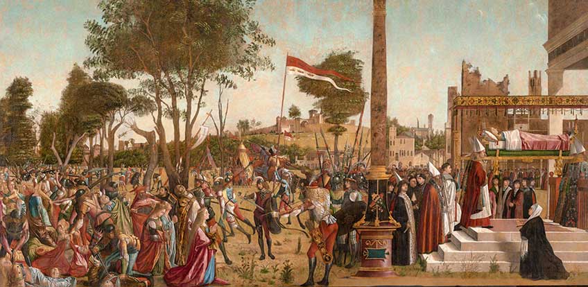 Vittore Carpaccio. El Martirio de los Peregrinos y el Funeral de Santa Úrsula, 1490-1494