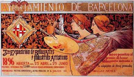 Alexandre de Riquer. Cartel para la 3ª Exposición de Bellas Artes e Industrias Artísticas, 1896