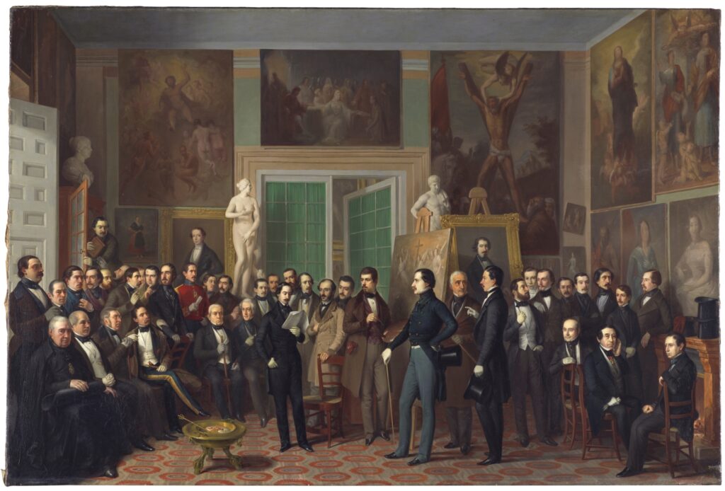 Antonio María Esquivel. Los poetas contemporáneos. Una lectura de Zorrilla en el estudio del pintor, 1846. Museo Nacional del Prado