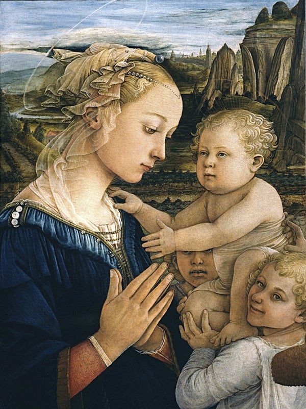 Filippo Lippi. La Virgen y el Niño con dos ángeles. Uffizi, Florencia