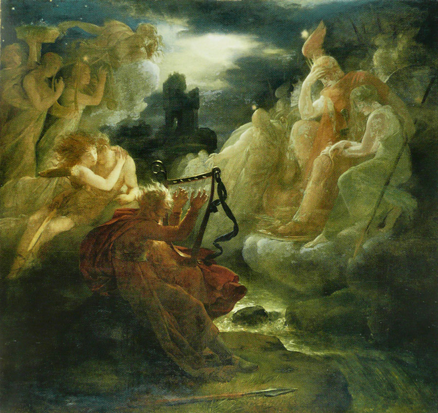 François Gerard. Ossian evoca los fantasmas con el sonido del arpa al borde del Loira, 1801. Hamburger Kunsthalle