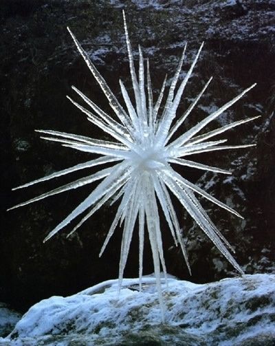 Andy Goldsworthy. Thin ice/ made over two days/ welded with water from dripping ice/ hollow inside