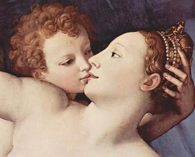 Agnolo Bronzino. Alegoría del triunfo del amor (fragmento), hacia 1545. The National Gallery. Londres