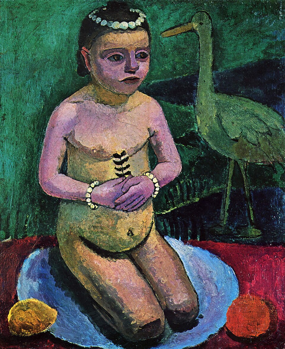 Paula Modersohn-Becker. Niña desnuda con una cigüeña, 1906. Colección particular