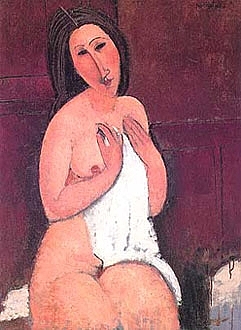 Amedeo Modigliani. Desnudo sentado con camisa, 1917