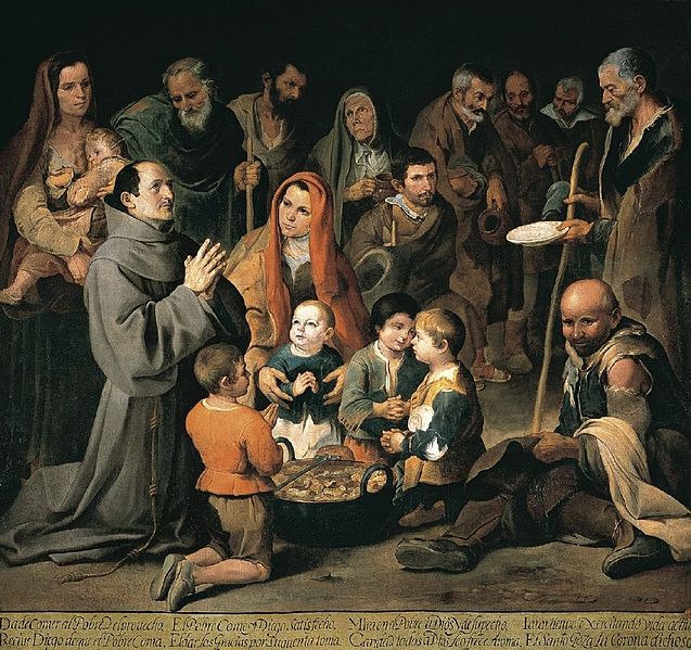 Murillo. San Diego dando de comer a los pobres, hacia 1645. Real Academia de Bellas Artes de san Fernando