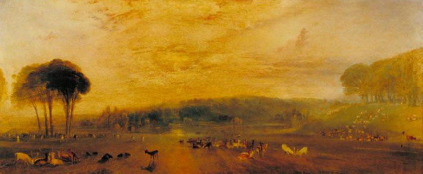 Turner. The Lake, Petworth: Sunset, Fighting Bucks, hacia 1829. Tate