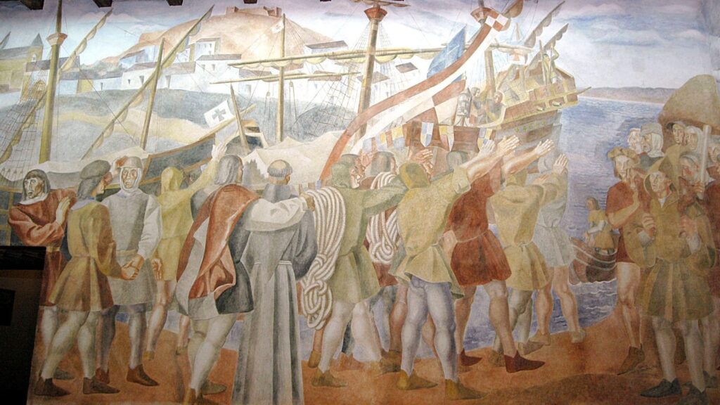 Vázquez Díaz. Partida desde el puerto de Palos, 1929-1930. Monasterio de La Rábida