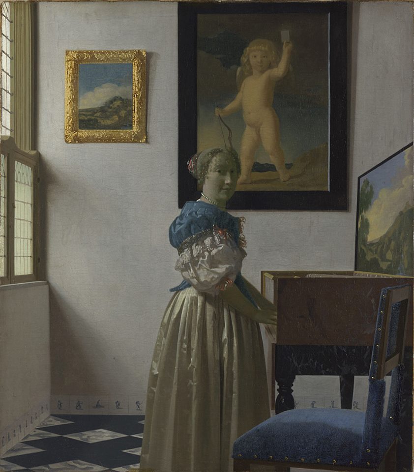 Vermeer. Mujer de pie tocando el virginal, 1670-1673. National Gallery, Londres