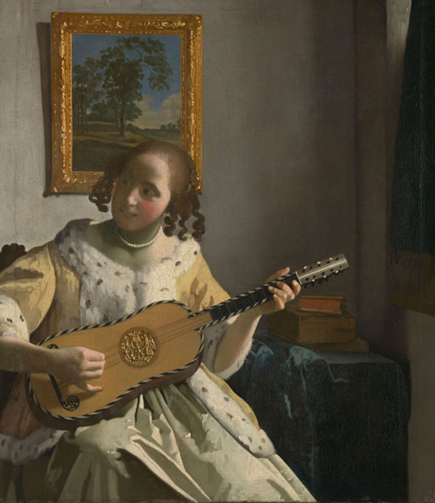 Vermeer. Mujer tocando la guitarra, hacia 1672. National Gallery, Londres