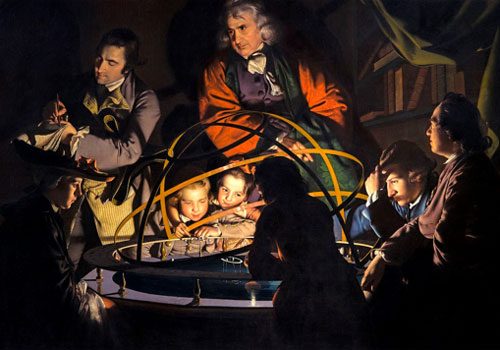 Wright of Derby. Un filósofo da una lección sobre el planetario de mesa, 1786. Derby Museum and Art Gallery
